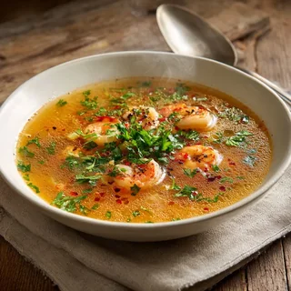 Zuppa piccante di gamberi e zenzero